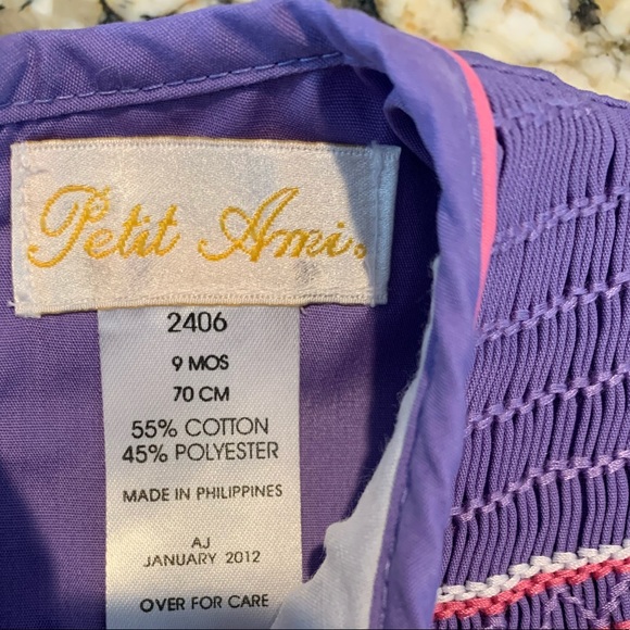 Purple smocked dress with bloomers - Picture 4 of 5